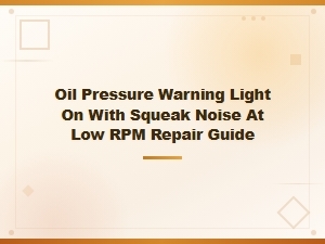 Oil Pressure Warning Light on with Squeak Noise at Low Rpm Repair Guide
